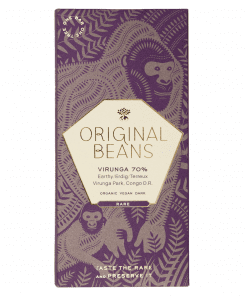 Original beans cru Virunga, 70%, mörk chokladkaka från Congo